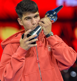 Alcaraz beat Djokovic to clinch victory in Riyadh Season Tennis Cup | Alcaraz beat Djokovic to clinch victory in Riyadh Season Tennis Cup Alcaraz beat Djokovic to clinch victory in Riyadh Season Tennis Cup | Alcaraz beat Djokovic to clinch victory in Riyadh Season Tennis Cup