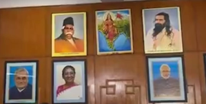 Cong points out missing pictures of Gandhi, Ambedkar from Raj minister’s office | Cong points out missing pictures of Gandhi, Ambedkar from Raj minister’s office