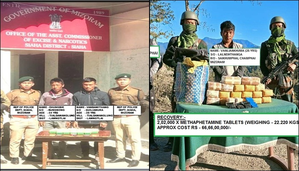 Drugs valued at Rs 68.41cr seized in Mizoram, three held | Drugs valued at Rs 68.41cr seized in Mizoram, three held Drugs valued at Rs 68.41cr seized in Mizoram, three held | Drugs valued at Rs 68.41cr seized in Mizoram, three held