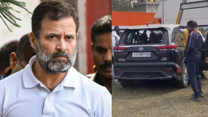 Rear windscreen of Rahul Gandhi's vehicle in Nyay Yatra smashed in Bengal’s Malda District | Rear windscreen of Rahul Gandhi's vehicle in Nyay Yatra smashed in Bengal’s Malda District