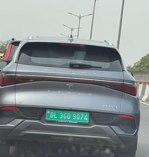 Ashneer Grover shares pic of Tesla car in Delhi, users react | Ashneer Grover shares pic of Tesla car in Delhi, users react