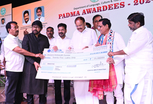 Telangana felicitates Padma awardees from both Telugu states | Telangana felicitates Padma awardees from both Telugu states