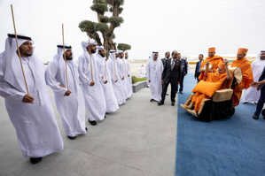 Mahant Swami Maharaj reaches Abu Dhabi for inauguration of UAE's first Hindu temple | Mahant Swami Maharaj reaches Abu Dhabi for inauguration of UAE's first Hindu temple Mahant Swami Maharaj reaches Abu Dhabi for inauguration of UAE's first Hindu temple | Mahant Swami Maharaj reaches Abu Dhabi for inauguration of UAE's first Hindu temple