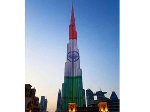 Burj Khalifa lit up with Indian Tricolour ahead of Modi's address at Dubai summit | Burj Khalifa lit up with Indian Tricolour ahead of Modi's address at Dubai summit