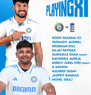 3rd Test: Sarfaraz, Dhruv handed debut Test caps as India win toss, elect to bat first against England | 3rd Test: Sarfaraz, Dhruv handed debut Test caps as India win toss, elect to bat first against England 3rd Test: Sarfaraz, Dhruv handed debut Test caps as India win toss, elect to bat first against England | 3rd Test: Sarfaraz, Dhruv handed debut Test caps as India win toss, elect to bat first against England