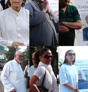 Dalip Tahil, Ila Arun, Zakir Hussain pay their last respects to Ameen Sayani | Dalip Tahil, Ila Arun, Zakir Hussain pay their last respects to Ameen Sayani Dalip Tahil, Ila Arun, Zakir Hussain pay their last respects to Ameen Sayani | Dalip Tahil, Ila Arun, Zakir Hussain pay their last respects to Ameen Sayani