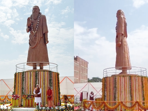 PM Modi unveils statue of Sant Ravidas, says his govt following the seer's ideology | PM Modi unveils statue of Sant Ravidas, says his govt following the seer's ideology