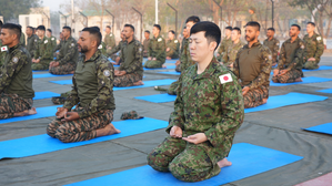 Indian, Japanese armies perform Yoga during joint military exercise in Rajasthan | Indian, Japanese armies perform Yoga during joint military exercise in Rajasthan