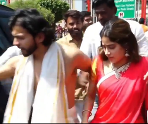 Janhvi visits Tirumala temple with boyfriend Shikhar, close buddy Orry on b'day | Janhvi visits Tirumala temple with boyfriend Shikhar, close buddy Orry on b'day