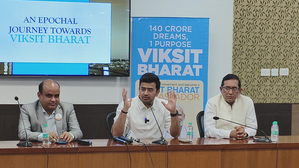 BJP MP Tejasvi Surya interacts with students, urges them to become Viksit Bharat ambassadors | BJP MP Tejasvi Surya interacts with students, urges them to become Viksit Bharat ambassadors