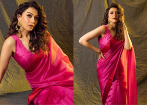 Hansika Motwani surprises fans with her pink-saree look | Hansika Motwani surprises fans with her pink-saree look