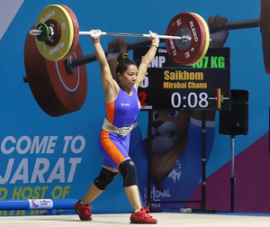 Mirabai Chanu all but qualifies for Paris Olympics, finishes third in group B of IWF WC | Mirabai Chanu all but qualifies for Paris Olympics, finishes third in group B of IWF WC Mirabai Chanu all but qualifies for Paris Olympics, finishes third in group B of IWF WC | Mirabai Chanu all but qualifies for Paris Olympics, finishes third in group B of IWF WC