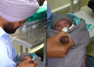 Sidhu Moose Wala’s father spoon feeds milk to newborn child, cuts cake to celebrate | Sidhu Moose Wala’s father spoon feeds milk to newborn child, cuts cake to celebrate