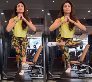 Balancing act: Shilpa Shetty Kundra pulls off one-leg squat on bench | Balancing act: Shilpa Shetty Kundra pulls off one-leg squat on bench