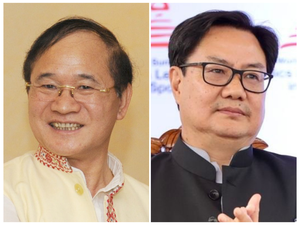 Union Minister Kiren Rijiju, ex-CM Nabam Tuki file nomination papers in Arunachal | Union Minister Kiren Rijiju, ex-CM Nabam Tuki file nomination papers in Arunachal