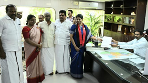 Kanimozhi files nomination papers for Thoothukudi LS seat | Kanimozhi files nomination papers for Thoothukudi LS seat Kanimozhi files nomination papers for Thoothukudi LS seat | Kanimozhi files nomination papers for Thoothukudi LS seat