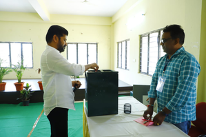 Telangana CM Revanth Reddy casts vote in MLC bypoll | Telangana CM Revanth Reddy casts vote in MLC bypoll