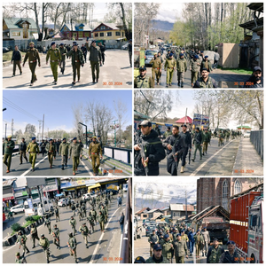 J&K: Security forces carry out flag marches in Valley ahead of LS polls | J&K: Security forces carry out flag marches in Valley ahead of LS polls
