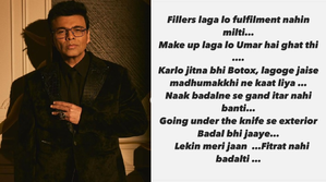 KJo's words of wisdom on fillers and botox: 'Exterior badal bhi jaaye, fitrat nahi badalti' | KJo's words of wisdom on fillers and botox: 'Exterior badal bhi jaaye, fitrat nahi badalti' KJo's words of wisdom on fillers and botox: 'Exterior badal bhi jaaye, fitrat nahi badalti' | KJo's words of wisdom on fillers and botox: 'Exterior badal bhi jaaye, fitrat nahi badalti'