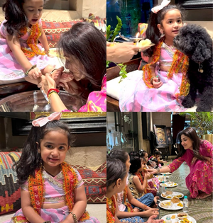 Shilpa celebrates Ashtami, Kanya Pujan 'with our own Devi Samisha' | Shilpa celebrates Ashtami, Kanya Pujan 'with our own Devi Samisha'