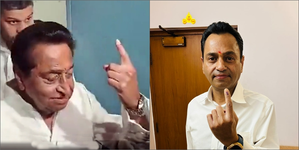 Ex-MP CM Kamal Nath, son Nakul Nath cast votes in Chhindwara | Ex-MP CM Kamal Nath, son Nakul Nath cast votes in Chhindwara