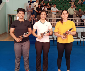 Manu, Vijayveer win final 25m pistol Olympic Selection Trial | Manu, Vijayveer win final 25m pistol Olympic Selection Trial