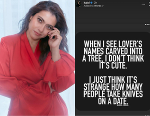 Kajol reacts to lovers carving names on trees, wonders how many 'carry knives on a date' | Kajol reacts to lovers carving names on trees, wonders how many 'carry knives on a date'