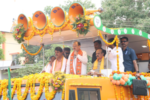 BJP President Nadda holds roadshow in K’taka for ex-CM Basavaraj Bommai | BJP President Nadda holds roadshow in K’taka for ex-CM Basavaraj Bommai
