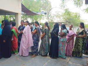 Voting begins on brisk note in Andhra for Assembly & LS polls | Voting begins on brisk note in Andhra for Assembly & LS polls