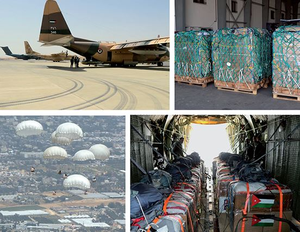 Jordan conducts 3 airdrops of aid in Gaza | Jordan conducts 3 airdrops of aid in Gaza