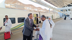 In a first, Indian Haj pilgrims travel from Jeddah to Mecca by high-speed train | In a first, Indian Haj pilgrims travel from Jeddah to Mecca by high-speed train