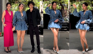 Sharvari Wagh and Team 'Munjya' enthral paparazzi with viral hook step from 'Taras' | Sharvari Wagh and Team 'Munjya' enthral paparazzi with viral hook step from 'Taras' Sharvari Wagh and Team 'Munjya' enthral paparazzi with viral hook step from 'Taras' | Sharvari Wagh and Team 'Munjya' enthral paparazzi with viral hook step from 'Taras'