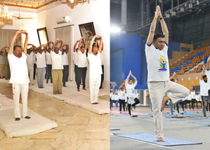 Goa Governor, CM perform asanas on International Day of Yoga | Goa Governor, CM perform asanas on International Day of Yoga Goa Governor, CM perform asanas on International Day of Yoga | Goa Governor, CM perform asanas on International Day of Yoga