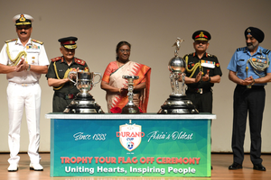 President Murmu unveils iconic Durand Cup Trophy | President Murmu unveils iconic Durand Cup Trophy President Murmu unveils iconic Durand Cup Trophy | President Murmu unveils iconic Durand Cup Trophy