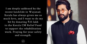 Allu Arjun donates Rs 25 lakh to help victims of Wayanad landslide | Allu Arjun donates Rs 25 lakh to help victims of Wayanad landslide Allu Arjun donates Rs 25 lakh to help victims of Wayanad landslide | Allu Arjun donates Rs 25 lakh to help victims of Wayanad landslide