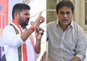 KTR hits back at Revanth Reddy as politics over statue takes ugly turn | KTR hits back at Revanth Reddy as politics over statue takes ugly turn KTR hits back at Revanth Reddy as politics over statue takes ugly turn | KTR hits back at Revanth Reddy as politics over statue takes ugly turn