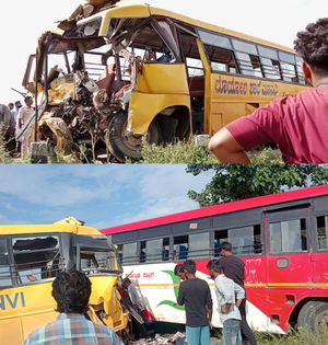 Karnataka Bus Accident: Two killed in school van-KSRTC Bus Collision | Karnataka Bus Accident: Two killed in school van-KSRTC Bus Collision Karnataka Bus Accident: Two killed in school van-KSRTC Bus Collision | Karnataka Bus Accident: Two killed in school van-KSRTC Bus Collision