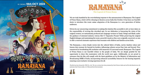 'Ramayana: The Legend of Prince Rama' set to release in Tamil, Telugu, & Hindi on Oct 18 | 'Ramayana: The Legend of Prince Rama' set to release in Tamil, Telugu, & Hindi on Oct 18 'Ramayana: The Legend of Prince Rama' set to release in Tamil, Telugu, & Hindi on Oct 18 | 'Ramayana: The Legend of Prince Rama' set to release in Tamil, Telugu, & Hindi on Oct 18