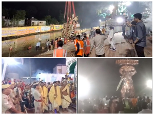 Devotees bid adieu to goddess Durga in Northeast | Devotees bid adieu to goddess Durga in Northeast