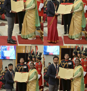 Manu, Gukesh, Harmanpreet, Praveen receive Khel Ratna as President Murmu honours sports icons at Rashtrapati Bhavan | Manu, Gukesh, Harmanpreet, Praveen receive Khel Ratna as President Murmu honours sports icons at Rashtrapati Bhavan Manu, Gukesh, Harmanpreet, Praveen receive Khel Ratna as President Murmu honours sports icons at Rashtrapati Bhavan | Manu, Gukesh, Harmanpreet, Praveen receive Khel Ratna as President Murmu honours sports icons at Rashtrapati Bhavan