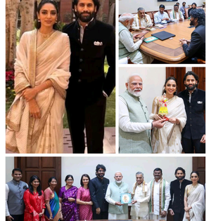 Sobhita Dhulipala gifts PM Narendra Modi a kondapalli bommala doll | Sobhita Dhulipala gifts PM Narendra Modi a kondapalli bommala doll Sobhita Dhulipala gifts PM Narendra Modi a kondapalli bommala doll | Sobhita Dhulipala gifts PM Narendra Modi a kondapalli bommala doll
