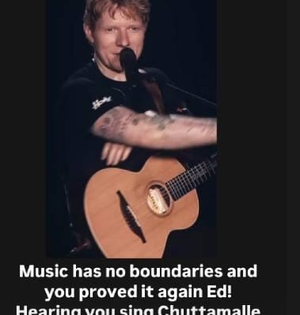 Ed Sheeran singing ‘Chuttamalle' leaves Jr NTR, Jahnavi Kapoor impressed | Ed Sheeran singing ‘Chuttamalle' leaves Jr NTR, Jahnavi Kapoor impressed Ed Sheeran singing ‘Chuttamalle' leaves Jr NTR, Jahnavi Kapoor impressed | Ed Sheeran singing ‘Chuttamalle' leaves Jr NTR, Jahnavi Kapoor impressed