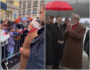 PM's visit to France: 'Modi Ki Guarantee' slogans echo as diaspora welcomes him | PM's visit to France: 'Modi Ki Guarantee' slogans echo as diaspora welcomes him PM's visit to France: 'Modi Ki Guarantee' slogans echo as diaspora welcomes him | PM's visit to France: 'Modi Ki Guarantee' slogans echo as diaspora welcomes him