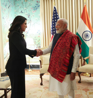 PM Modi meets US Intelligence chief Gabbard, discusses 'India-US friendship' | PM Modi meets US Intelligence chief Gabbard, discusses 'India-US friendship' PM Modi meets US Intelligence chief Gabbard, discusses 'India-US friendship' | PM Modi meets US Intelligence chief Gabbard, discusses 'India-US friendship'