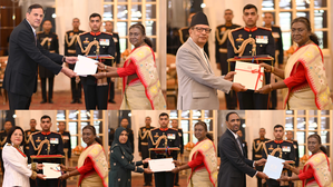 Ambassadors and HCs of Cambodia, Maldives, Somalia, Cuba and Nepal present credentials to President Murmu | Ambassadors and HCs of Cambodia, Maldives, Somalia, Cuba and Nepal present credentials to President Murmu Ambassadors and HCs of Cambodia, Maldives, Somalia, Cuba and Nepal present credentials to President Murmu | Ambassadors and HCs of Cambodia, Maldives, Somalia, Cuba and Nepal present credentials to President Murmu