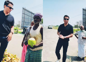 Sonu Sood gets unique welcome at Chennai coconut water stall | Sonu Sood gets unique welcome at Chennai coconut water stall Sonu Sood gets unique welcome at Chennai coconut water stall | Sonu Sood gets unique welcome at Chennai coconut water stall