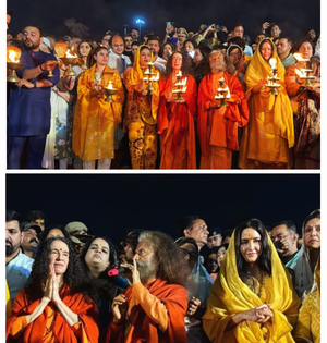 Katrina Kaif and Raveena Tandon attend the 'Ganga Aarti' during Maha Kumbh | Katrina Kaif and Raveena Tandon attend the 'Ganga Aarti' during Maha Kumbh Katrina Kaif and Raveena Tandon attend the 'Ganga Aarti' during Maha Kumbh | Katrina Kaif and Raveena Tandon attend the 'Ganga Aarti' during Maha Kumbh