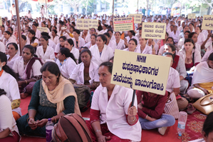 Over 9,000 nurses & paramedics in Karnataka go on indefinite strike, health services disrupted | Over 9,000 nurses & paramedics in Karnataka go on indefinite strike, health services disrupted Over 9,000 nurses & paramedics in Karnataka go on indefinite strike, health services disrupted | Over 9,000 nurses & paramedics in Karnataka go on indefinite strike, health services disrupted