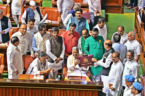 K'taka: Outlay crosses Rs 4 lakh crore; Siddaramaiah presents Rs 19,262cr deficit budget | K'taka: Outlay crosses Rs 4 lakh crore; Siddaramaiah presents Rs 19,262cr deficit budget K'taka: Outlay crosses Rs 4 lakh crore; Siddaramaiah presents Rs 19,262cr deficit budget | K'taka: Outlay crosses Rs 4 lakh crore; Siddaramaiah presents Rs 19,262cr deficit budget