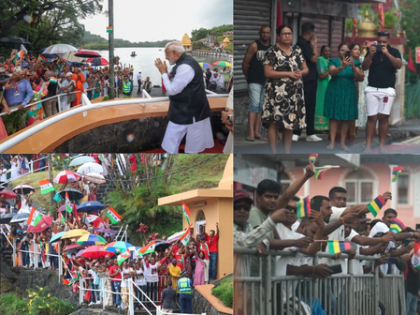 India connection! Mauritians thronged streets to catch glimpse of PM Modi on way to Ganga Talao | India connection! Mauritians thronged streets to catch glimpse of PM Modi on way to Ganga Talao